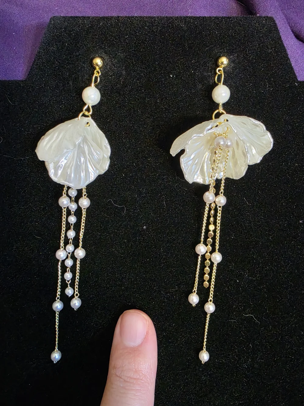 Gold & Pearl Dangle Floral Drop Earrings